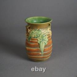 Antique Arts & Crafts Roseville Luffa Pattern Pottery Vase C1930