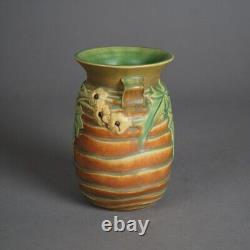 Antique Arts & Crafts Roseville Luffa Pattern Pottery Vase C1930