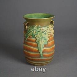 Antique Arts & Crafts Roseville Luffa Pattern Pottery Vase C1930