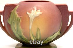 Antique Arts & Crafts Roseville Pottery 305-6 Thornapple Pattern Vase In Pink