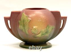 Antique Arts & Crafts Roseville Pottery 305-6 Thornapple Pattern Vase In Pink