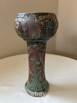 Antique Arts Crafts Studio Pottery Chalice Grape Vine Motif Hand Thrown 1905-25