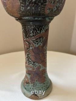 Antique Arts Crafts Studio Pottery Chalice Grape Vine Motif Hand Thrown 1905-25