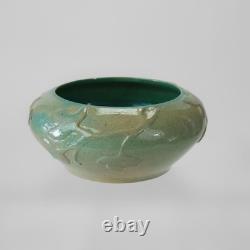Antique Arts & Crafts Studio Pottery Low Bowl Signed C1910