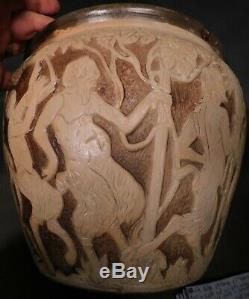 Antique Arts Crafts Weller Art Pottery Jardiniere DECHIWO Lorber Satyrs Devils