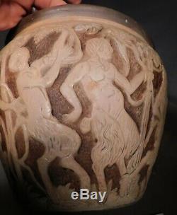 Antique Arts Crafts Weller Art Pottery Jardiniere DECHIWO Lorber Satyrs Devils