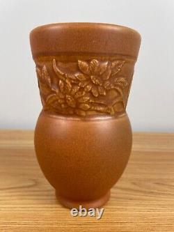 Antique Arts & Crafts Weller Art Pottery Pumpkin Orange Matte Breton 6 Vase