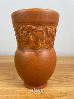 Antique Arts & Crafts Weller Art Pottery Pumpkin Orange Matte Breton 6 Vase