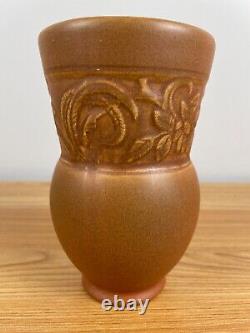 Antique Arts & Crafts Weller Art Pottery Pumpkin Orange Matte Breton 6 Vase