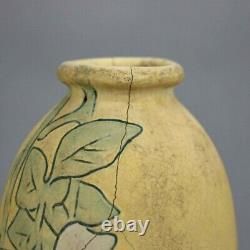 Antique Arts & Crafts Weller Incised Floral Art Pottery Matt Glaze Vase, 1920