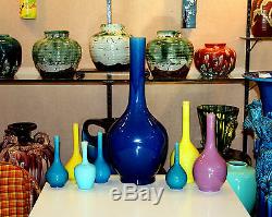 Antique Awaji Pottery Arts & Crafts Green Gu Form w Handles Monochrome Vase