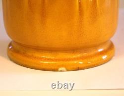 Antique Awaji Pottery Arts & Crafts Yellow Frond Blade Vase 12 Antique Awaji Pottery Arts & Crafts Yellow Frond Blade Vase 12