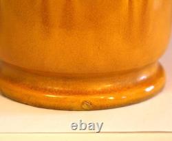 Antique Awaji Pottery Arts & Crafts Yellow Frond Blade Vase 12 Antique Awaji Pottery Arts & Crafts Yellow Frond Blade Vase 12