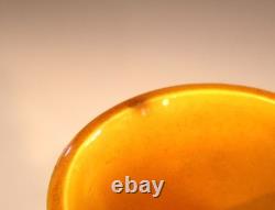 Antique Awaji Pottery Arts & Crafts Yellow Frond Blade Vase 12 Antique Awaji Pottery Arts & Crafts Yellow Frond Blade Vase 12