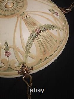 Antique C. 1910 Rare Arts and Crafts Mission Weller Pottery 3 Lite Chandelier #2