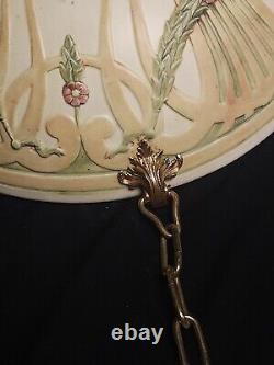 Antique C. 1910 Rare Arts and Crafts Mission Weller Pottery 3 Lite Chandelier #2