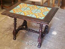 Antique California 6 Tile Top Table Arts & Crafts Stickley Era Great Base Design