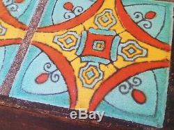 Antique California 6 Tile Top Table Arts & Crafts Stickley Era Great Base Design