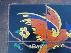Antique California 6 Tile Top Table Arts & Crafts Stickley Era Parrot Design