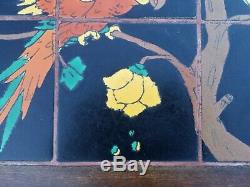 Antique California 6 Tile Top Table Arts & Crafts Stickley Era Parrot Design