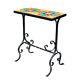 Antique D&m California Tile Top Arts & Crafts Wrought Iron Plant Stand Table