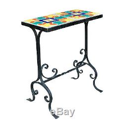 Antique D&M California Tile Top Arts & Crafts Wrought Iron Plant Stand Table