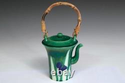 Antique Danto Awaji Pottery Arts & Crafts Incised Japanese Teapot Signed