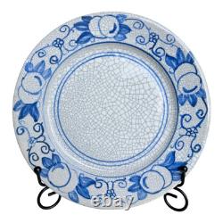 Antique Dedham Pottery Horse Chestnut Pattern Blue Crackle Lunch Plate, 7.5