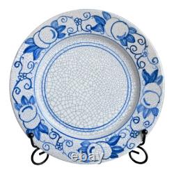Antique Dedham Pottery Horse Chestnut Pattern Blue Crackle Lunch Plate, 7.5