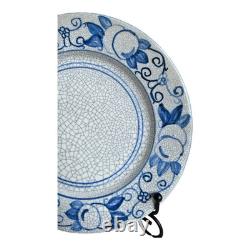 Antique Dedham Pottery Horse Chestnut Pattern Blue Crackle Lunch Plate, 7.5
