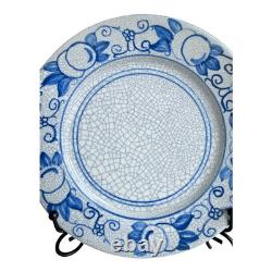 Antique Dedham Pottery Horse Chestnut Pattern Blue Crackle Lunch Plate, 7.5