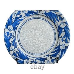 Antique Dedham Pottery Iris Pattern Blue Crackle Glaze Lunch Plate, 8.5