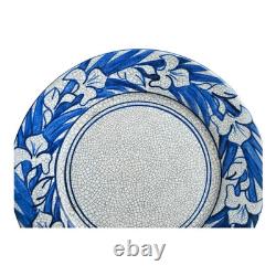 Antique Dedham Pottery Iris Pattern Blue Crackle Glaze Lunch Plate, 8.5