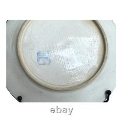 Antique Dedham Pottery Iris Pattern Blue Crackle Glaze Lunch Plate, 8.5