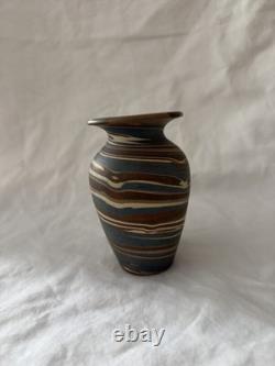 Antique Early 20thC Niloak Mission Swirl Art Pottery Vase 4.5T Beautiful