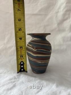 Antique Early 20thC Niloak Mission Swirl Art Pottery Vase 4.5T Beautiful
