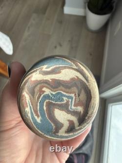 Antique Early 20thC Niloak Mission Swirl Art Pottery Vase 4.5T Beautiful