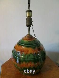 Antique Early Roseville Pottery Arts Crafts Drip Glaze Table Beehive Lamp