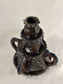 Antique English Arts And Crafts Ceramic Candle Stick E. Bingham 6