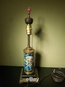 Antique French Longwy Pottery Arts + Crafts Electric Table Lamp