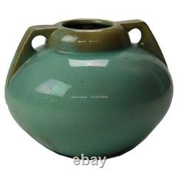 Antique Fulper Arts & Crafts Bulbous Two Handled Pottery Vase C1920