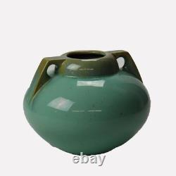 Antique Fulper Arts & Crafts Bulbous Two Handled Pottery Vase C1920