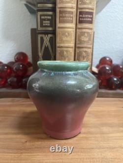 Antique Fulper Arts Crafts Pottery Rafco Vase Moss Rose Green Pink Flambé Glaze