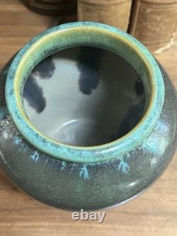 Antique Fulper Arts Crafts Pottery Rafco Vase Moss Rose Green Pink Flambé Glaze