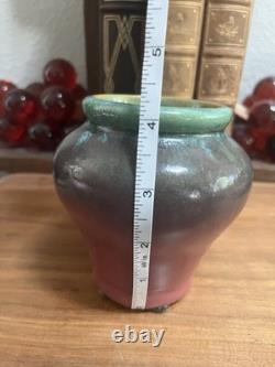 Antique Fulper Arts Crafts Pottery Rafco Vase Moss Rose Green Pink Flambé Glaze