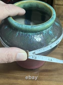 Antique Fulper Arts Crafts Pottery Rafco Vase Moss Rose Green Pink Flambé Glaze