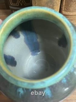 Antique Fulper Arts Crafts Pottery Rafco Vase Moss Rose Green Pink Flambé Glaze