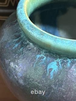 Antique Fulper Arts Crafts Pottery Rafco Vase Moss Rose Green Pink Flambé Glaze
