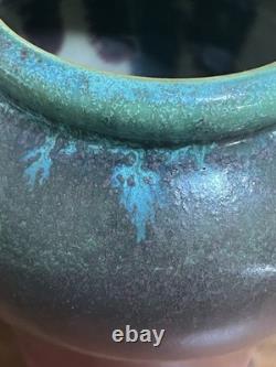 Antique Fulper Arts Crafts Pottery Rafco Vase Moss Rose Green Pink Flambé Glaze