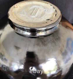 Antique Fulper Mirrored Black Glaze Arts & Crafts Art Pottery Vase Oval Raised
